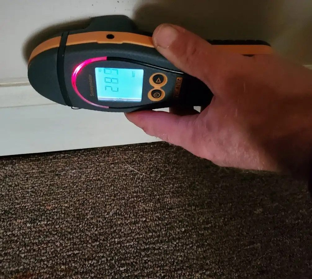 Moisture detection at baseboard during Sewage Cleanup & Sanitation in Hoosick